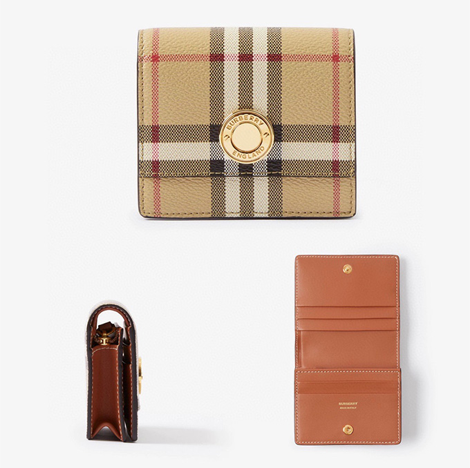 burberry vintage check coated canvas trifold compact wallet